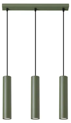 Image de Lampe suspendue LAGOS 3L vert olive 3xGU10 10W acier 98x6x45cm Sollux Lighting