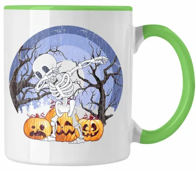 Produktbild von Halloween Tasse Kürbis Dekoration Becher Kürbisse Skelet (Grün)