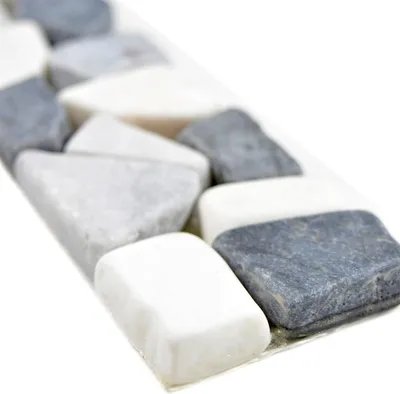 Produktbild von Naturstein Fliesenbordüre Riesco Schwarz Grau Weiß