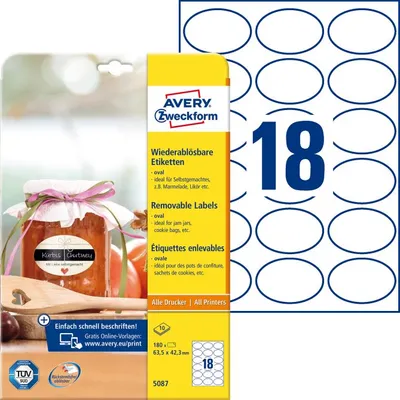 Obrázok produktu pre 180 etikiet AVERY Zweckform 5087 biela 63,5 x 42,3 mm