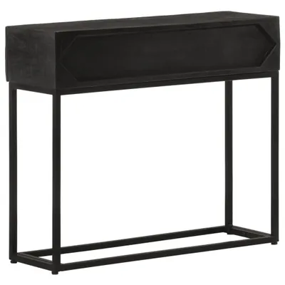 Image de Table console noir 90x30x76 cm bois massif de manguier et fer