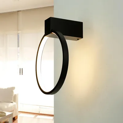 Immagine prodotto di Applique LED Alluminio 3000 K luce bianca calda 190 lm H: 23 cm Nero rotondo Lampada da parete moderna