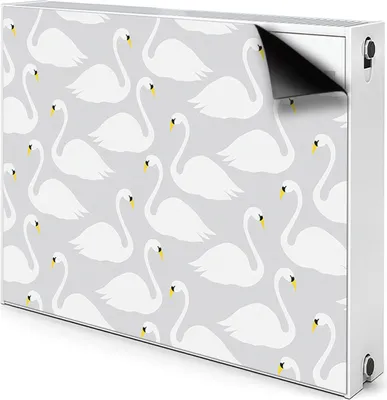 Produktbild von Magnet Heizkörperverkleidung Heizkörper-Abdeckung Heizung Heizkörper 80x60 cm  - Schwäne, weiß