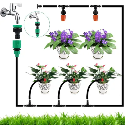 Imagen del producto de Sistema de riego por micro-aspersión, 40 metros, riego por goteo automático, para jardín y terraza