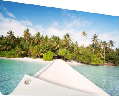 Produktbild von Gartenposter - 120x80 cm - Pier zur tropischen Insel auf den Malediven  - Modernes Wandbilder - Meer und Strand