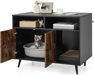 Image de Meuble pour chat avec griffoir et pieds inclinés en métal 90 x 50 x 70 cm