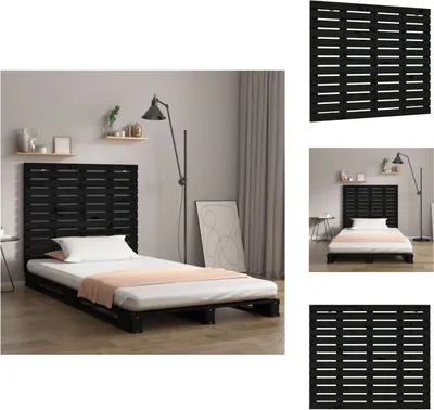 Produktbild von vidaXL Wand-Kopfteil Schwarz 106x3x91,5 cm Massivholz Kiefer -  Kopf- & Fußenden