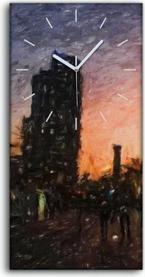 Produktbild von Wohnzimmer-Bild Leinwand Uhr 30x60 Landschafts Architektur moderne Stadt - weiße Hände