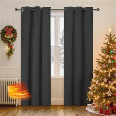 Obrázek produktu pro Závěsy 100% zatemňující - 2 kusy - Tepelně izolační - Akusticky pohlcující - S kroužky - 117×137 cm - Záclony