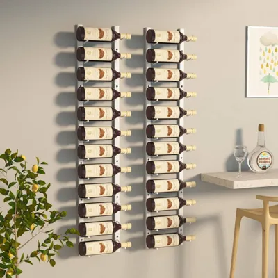 Produktbild von The Living Store Wand-Weinregal für 12 Flaschen 2 Stk. Weiß Eisen