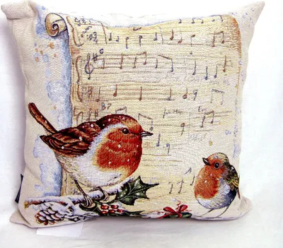 Produktbild von Kissenhülle Gobelin "Winter" Rotkehlchen ca.45 x 45 cm abgepasst