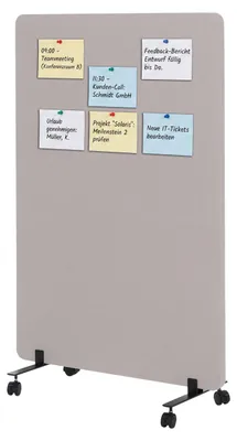 Productafbeelding van Akoestische scheidingswand HWC-G77, kantoorscheiding met zichtbescherming, verrijdbaar, dubbelwandig, met stoffen/textiele bekleding, ongeveer 127x80 cm, beige
