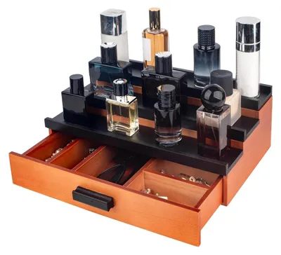 Imagen del producto de Solidchoice: Organizador de madera para perfumes y joyas, con cajones