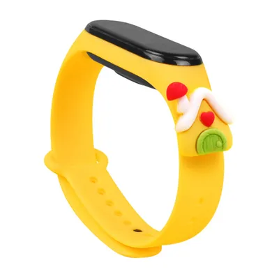 Produktbild von Strap Xmas für Xiaomi Mi Band 5/6 Weihnachts-Silikonarmband mit Haus - Gelb
