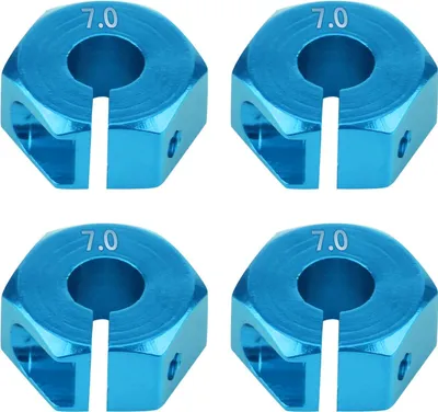 Imagen del producto de Adaptador hexagonal universal para eje de rueda de 12 mm, compatible con coches de control remoto a escala 1/10, modelos HSP Sakura (7 mm, color azul)