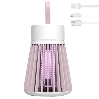 Produktbild von Elektrischer Insektenvernichter, Innen,Außenbereich, Mückenfalle mit LED-Lila-Licht, tragbarer Mückenvernichter, 6-8 Stunden Batterie, Schutzgitter.