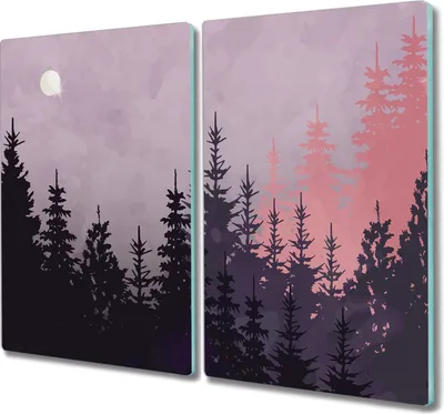 Produktbild von Coloray Küchenbrett Kochplattenabdeckung Hackbrett Schneidebrett Herdabdeckplatte 2x30x52 cm - Waldmondhimmel