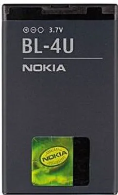 A close-up of a Nokia BL-4U battery.