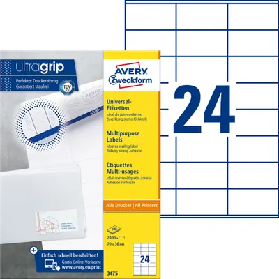 Immagine prodotto di AVERY ZWECKFORM Etichette universali A4 3475