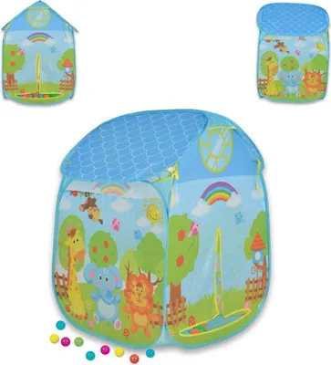 Produktbild von Moni Kinderspielzelt Zoo 995-5001C, Spielhaus, Bällebad, 50 bunte Spielbälle blau