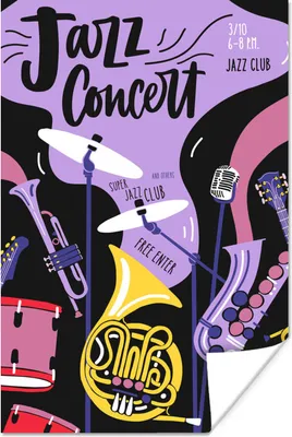 Produktbild von MuchoWow® Poster Jazzkonzert - Zitate - Musikinstrumente - Schlagzeug 60x90 cm - Wanddekoration