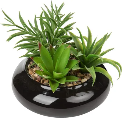 Obrázek produktu pro Umělá rostlina sukulentní aranžmá v keramickém květináči, pokojová rostlina 18cm deco