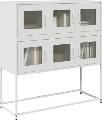 Image de vidaXL Sideboard blanc 100,5x39x107 cm Acier laminé à froid