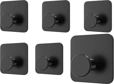 Productafbeelding van Handdoekhaken zonder boren, set van 6, zelfklevende haken voor badkamer en keuken, zwart