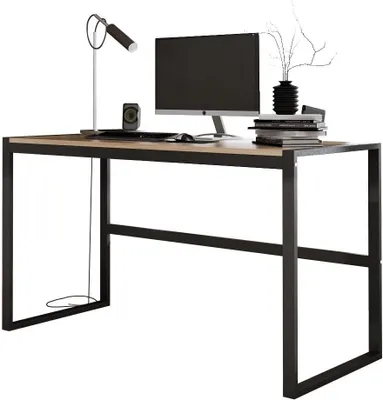 Produktbild von DESIGN MÖBEL Eleganter Schreibtisch BUENO – Gaming Schreibtisch im Industriestil – Ergonomischer Bürotisch (Goldene Eiche)