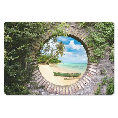 Produktbild von MuchoWow® Schreibtischunterlage Strand - Palme - Aussicht - Kanu 60x40 cm - XXL Mauspad - Großes Mauspad