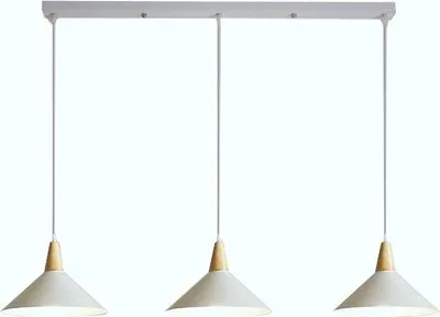 Zdjęcie produktu dla Lampa sufitowa metalowa klosz lite drewno wisząca AT33-3SZ-White