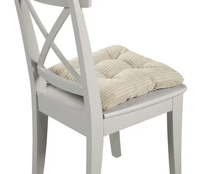 Immagine prodotto di Set di 2 cuscini per sedia | Cuscini beige 38 x 38 x 6 cm | Per giardino, cucina e sala da pranzo | XDREAM