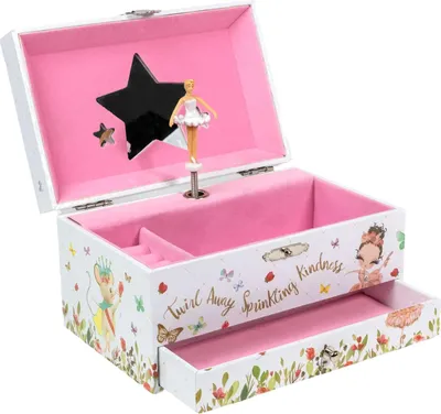 Produktbild von Intirilife Schmuckschatulle mit Spieluhr Musikschmuckdose mit Ballerina - 17.8 x 11.3 x 9.5 cm - Schmuckkästchen für Mädchen Aufbewahrungsbox mit Musik für Kinder