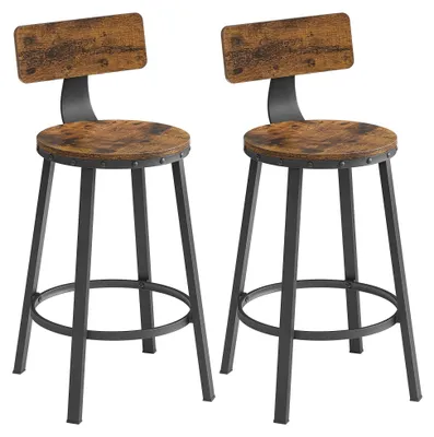 Produktbild von VASAGLE Barhocker, 2er Set, mit Rückenlehne, Sitzhöhe 63 cm