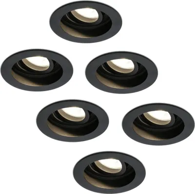 Produktbild von hoftronic LED Einbaustrahler 6x GU10 4W 345lm 2700K Schwarz IP20 Schwenkbar Dimmbar