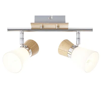Produktbild von Brilliant Nacolla 56313/75 Deckenstrahler Wandleuchte, Holz (hell), Chrom, Weiß, 2-flammig