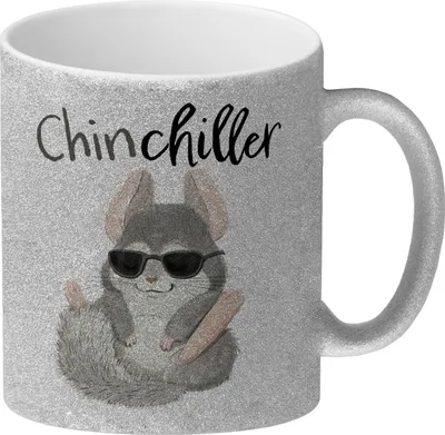 Produktbild von Chinchilla Glitzer-Kaffeebecher mit Spruch Chinchiller