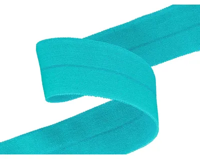 Falzgummi 20mm in Türkis hochelastisch – Faltgummi Schrägband Detailansicht.