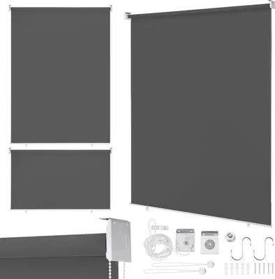 Obrázek produktu pro Izrielar 2ks sada vertikální markýzy 180x140 cm balkonová markýza tmavě šedá ochrana před sluncem ochrana před UV zářením voděodolná balkon terasa