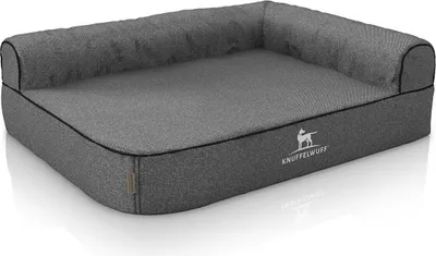 Produktbild von Orthopädisches Eck-Hundebett Marlie aus Velour XXL Lehne Rechts grau