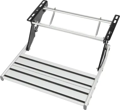 Image de Marchepied pour camping-car/caravane - Marchepied rabattable à un seul échelon - Alliage d'aluminium - Antidérapant - Capacité de charge 150 kg - 54×61×20 cm - Argent