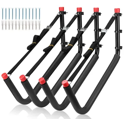 Immagine prodotto di Porta-kayak da parete, set di 4 ganci per il fissaggio a parete, adatti per kayak e tavole SUP, lunghezza 52 cm