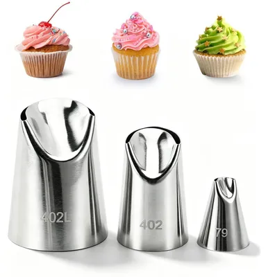 Image de Jeu de 3 douilles en acier inoxydable pour décorer gâteaux et cupcakes