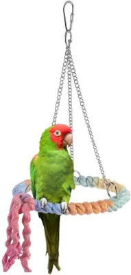 Image de Perchoir pour perroquets, jouet à suspendre à la cage en corde de coton