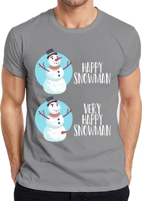 Produktbild von Very Happy Snowmann lustiger Schneemann - Weihnachten Weihnachtsgeschenk Christmas Herren T-Shirt, Grau, M