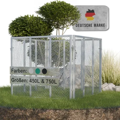 Heimfleiss Komposter Metall 450L Grau – Biokomposter, platzsparend & wetterfest