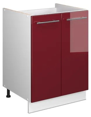 Image de Meuble bas sous-évier Vicco Fame-Line Rouge bordeaux Haute brillance/Blanc 60cm, Model 65081
