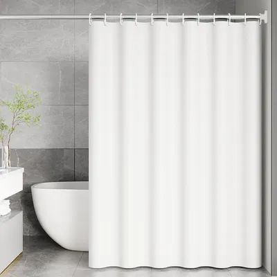 Produktbild von Duschvorhang 180x200cm inkl. Ringe Badewannenvorhang PEVA für Badewanne Dusche Vorhang Wasserdicht Waschbar Anti Schimmel Duschvorhänge Weiß
