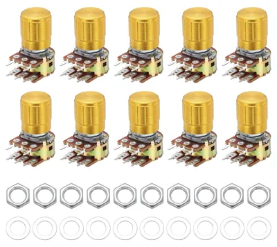 Potentiometer-Kit 10x WH148 B1M, Doppel-Taper, 6-polig, Gold