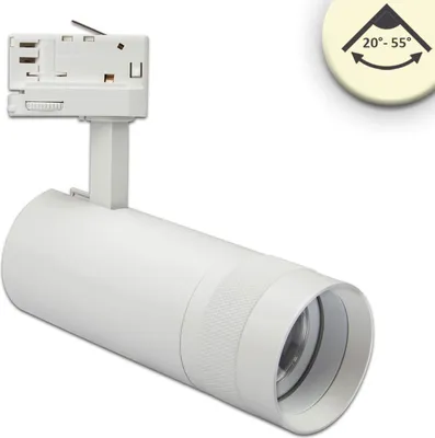 Produktbild von ISOLED 3-PH Schienen-Strahler fokussierbar, 24W, 20°-55°, weiß matt, 3000K